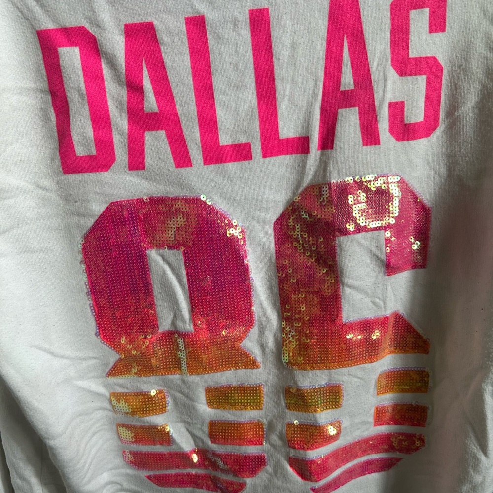 PINK Victoria's Secret White and Pink Sequin Hoodie